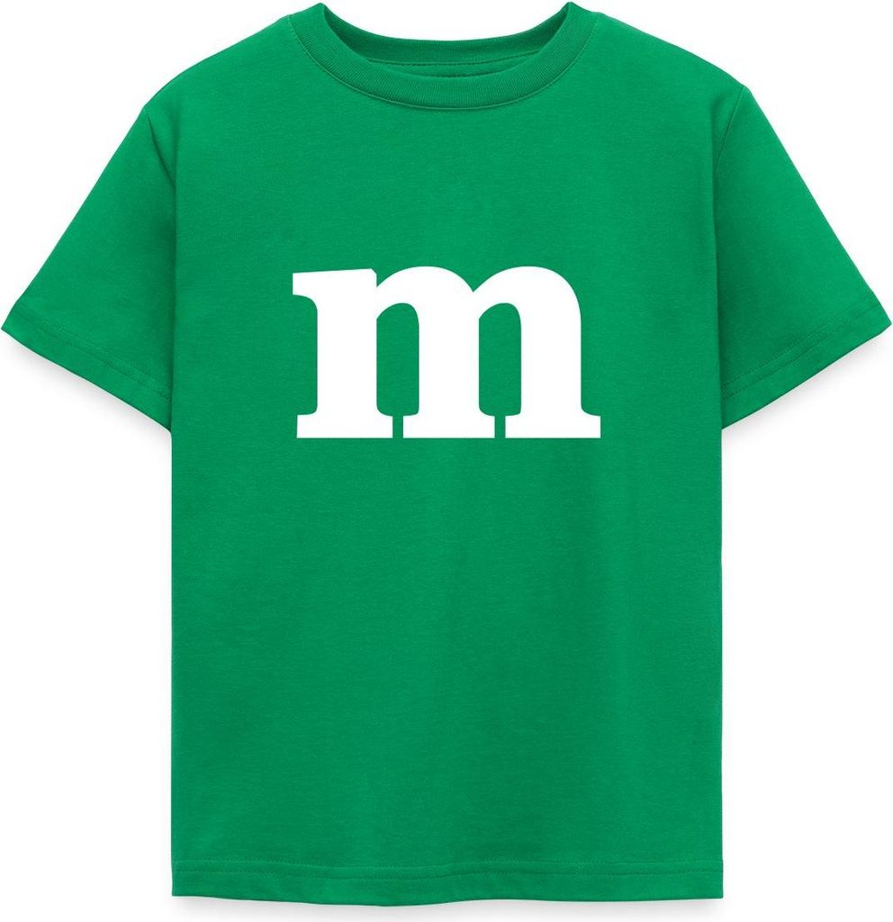 Spreadshirt Buchstabe M Kostüm Karneval Fasching Gruppen Kinder T-Shirt, 110/116 (5-6 Jahre), Kelly Green