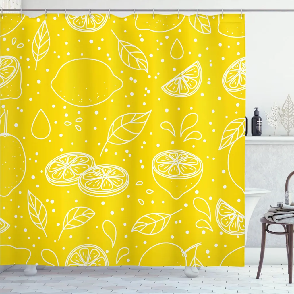 Tenda da Doccia Limoni Gialli ABAKUHAUS - 240cm Extra Lunga