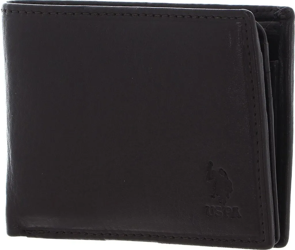 Porte-monnaie Brazil U.S. POLO ASSN. Horizontal en Cuir Véritable Brun