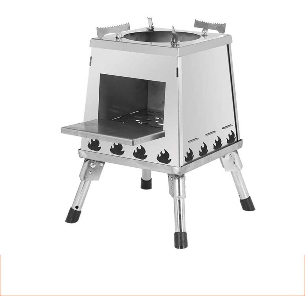 INF Großer tragbarer Raketenofen Turm - Abnehmbarer Campingkocher für Outdoor-Kochen Silber