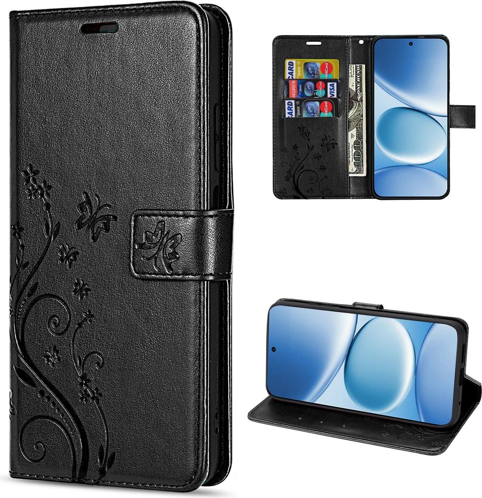 Hülle für Xiaomi Redmi Note 15 Pro 5G Handyhülle Wallet Case Klapphülle in Schwarz
