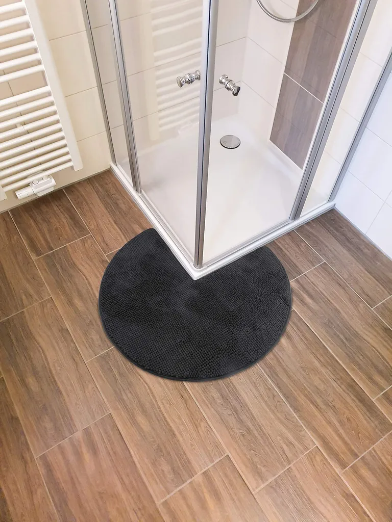 Tapis de bain spécial douche d'angle 45 cm gris anthracite sécurisé - 2