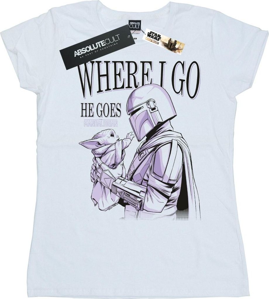 Star Wars - "The Mandalorian Where I Go" T-Shirt für Damen Produktbild 