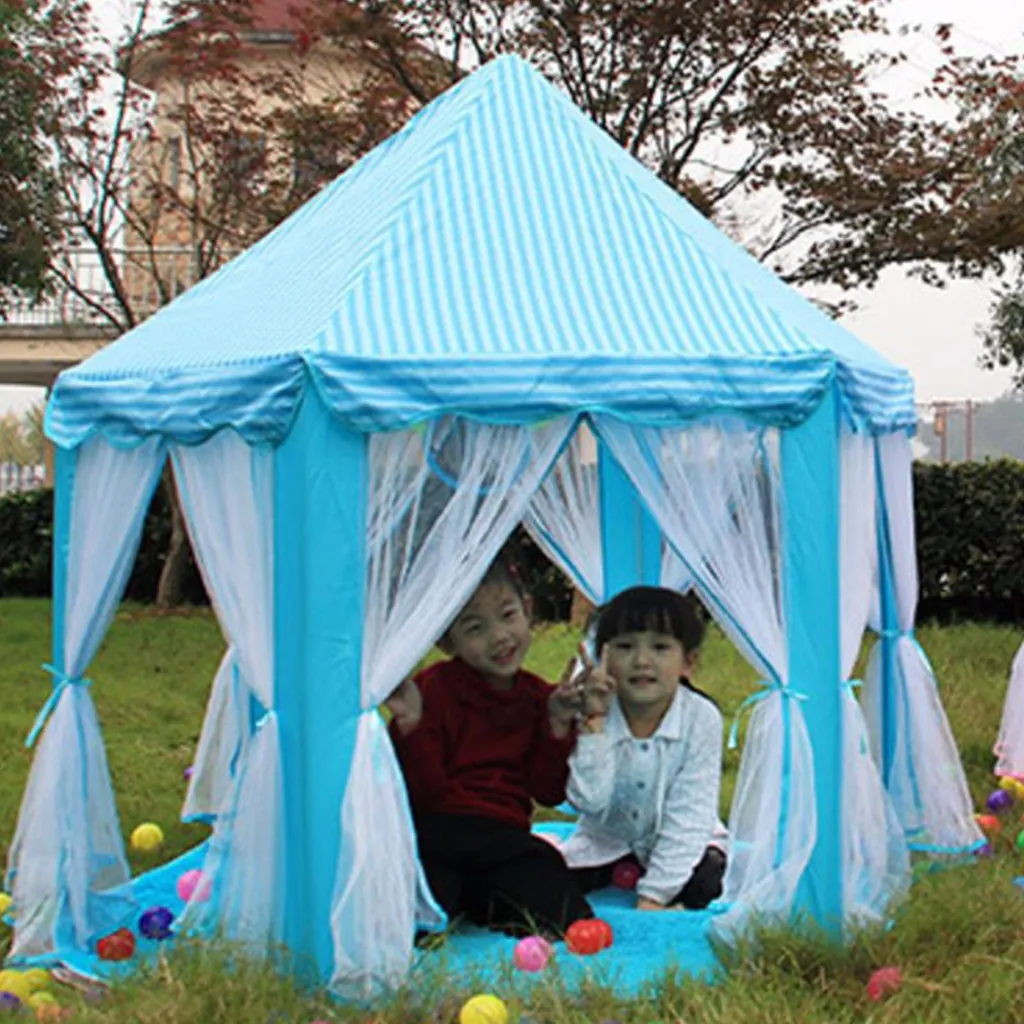 Cabane enfant intérieure bleue tente de jeu portable pliable et vaste