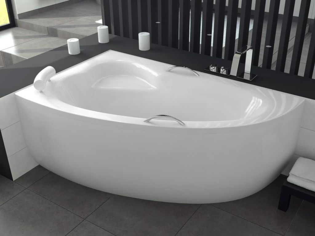 Badewanne NATALIA PREMIUM 150x100 mit Füßen , mit Siphon und Schürze, linke
