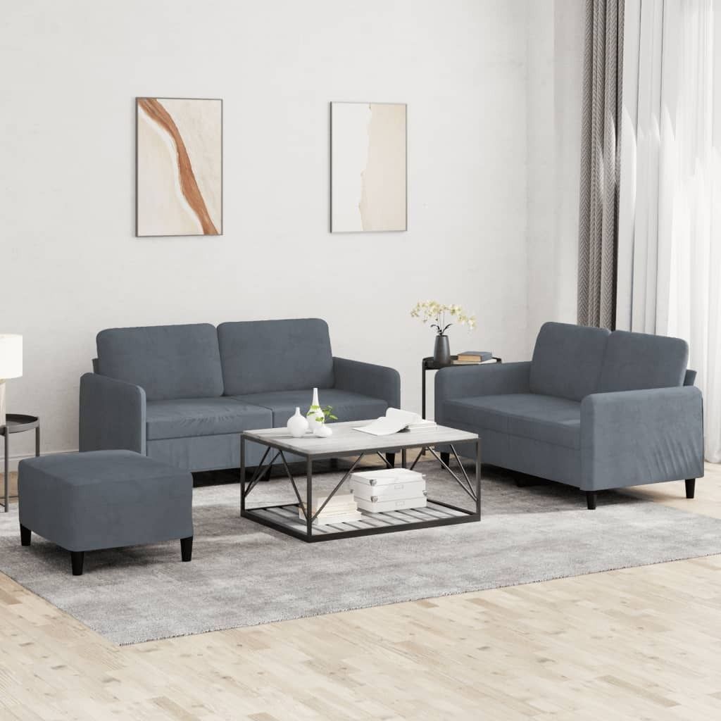 Maison Exclusive - 3-tlg. Sofagarnitur Dunkelgrau Samt