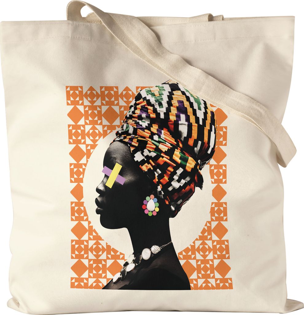 Afrikanische Frau Jutebeutel Stoffbeutel Retro Look Style Schöne Frau Beauty Turban Coffeecup Coffeelover Heimatgefühl Geschenk