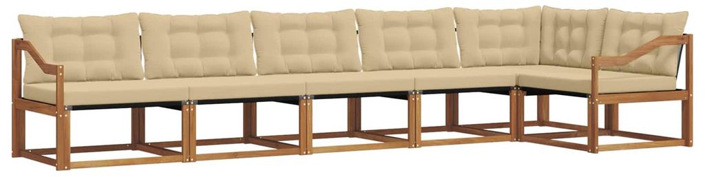 vidaXL Outdoor-Sofagarnitur mit Kissen 6 pcs Natur und Beige