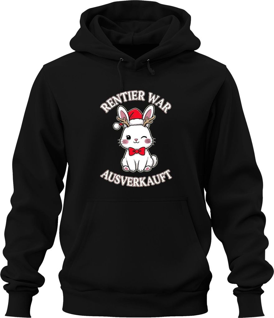 Rentier War t Weihnachtsgeschenk niedlicher Hase lustig Uni Hoodie Kapuzenpullover, Schwarz, XL