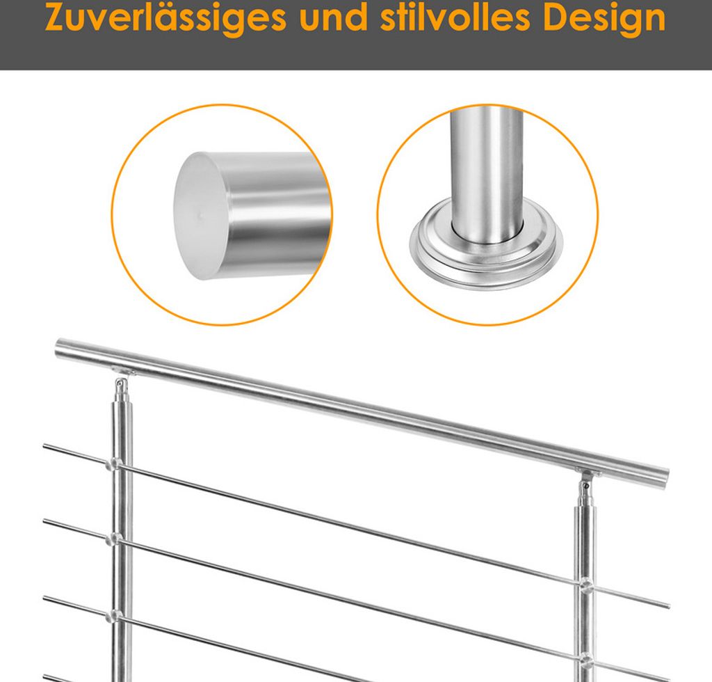 EINFEBEN Treppengeländer Geländer Edelstahl 120 cm 5 Produktbild 5