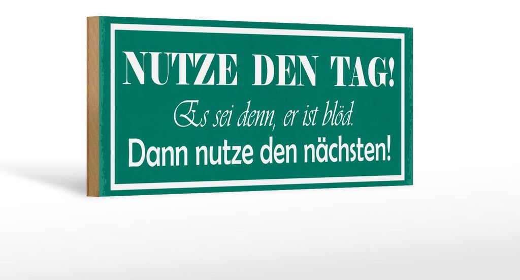 Holzschild Spruch 27x10cm Nutze den Tag es sei denn, er ist Produktbild 