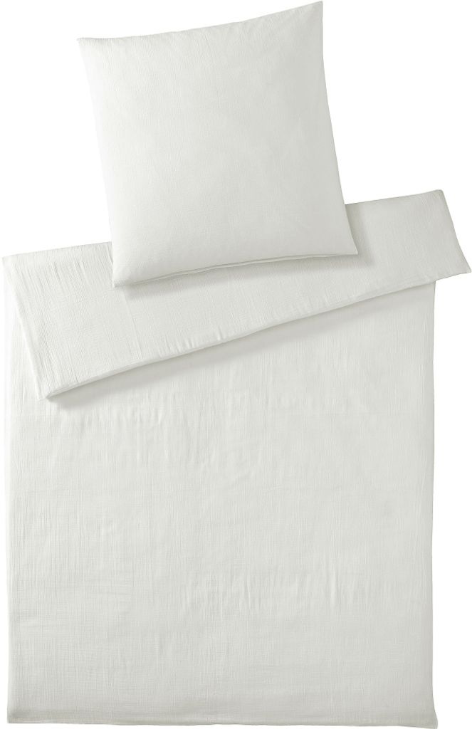 elegante Bettwäsche-Garnitur Musselin Smooth Farbe offwhite Größe 155x220+80x80