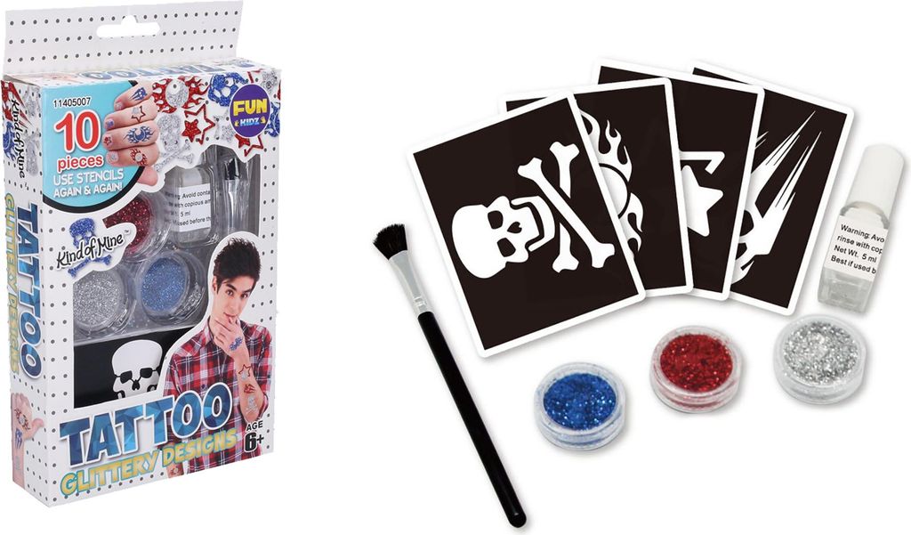Glitter-Tattoos für Jungs Set