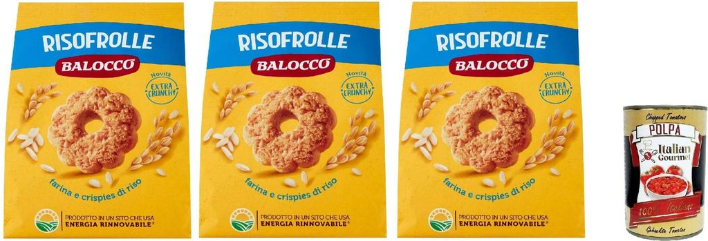 Balocco Risofrolle Biscotti con Farina e crispies di riso, Kekse mit Mehl und Cristpies von Reis biscuits cookies 100% Italienische Kekse 3x 700g +...