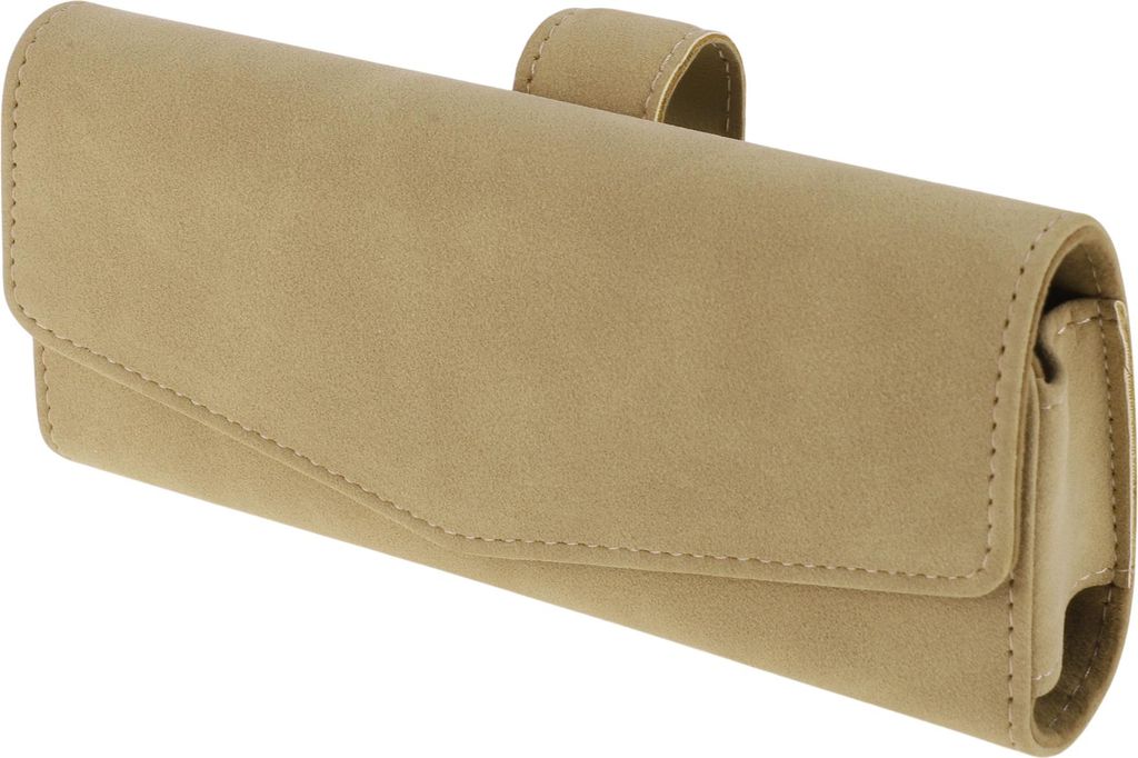 Auto-Sonnenbrillenetui Mit Magnetischem Universellem Sonnenblendenhalter Für Auto Wildleder Beige 17x7.5cm