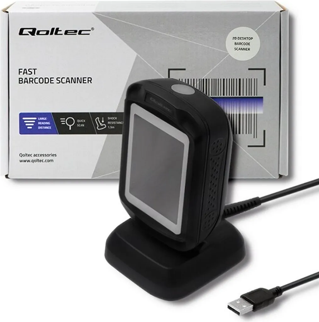 Lecteur Code-Barres 2D LED Omnidirectionnel Qoltec 50864 Noir Compact - 4