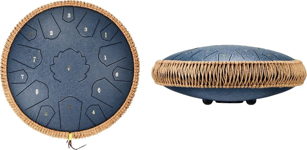 Tambour à languettes 14 pouces en do majeur bleu marine avec housse