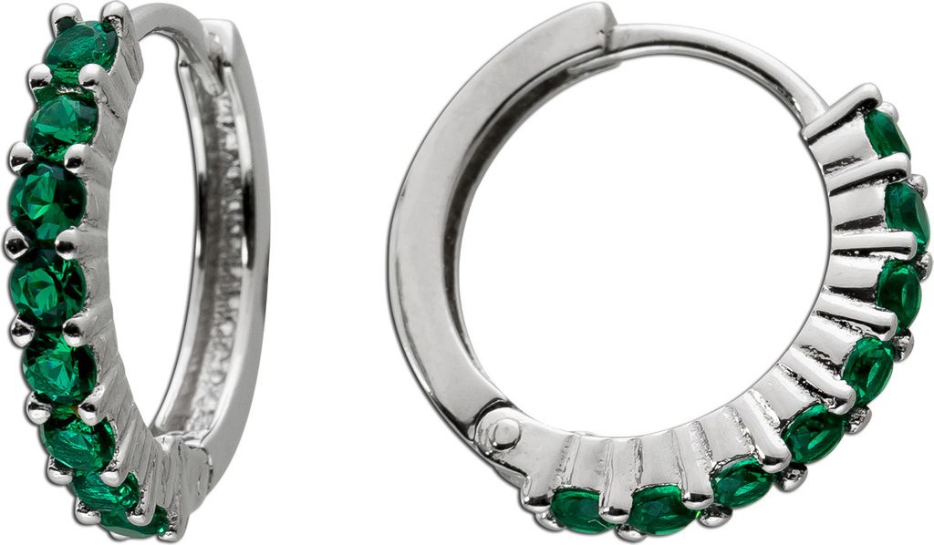 Creolen Silber 925 grüne Zirkonia Produktbild 