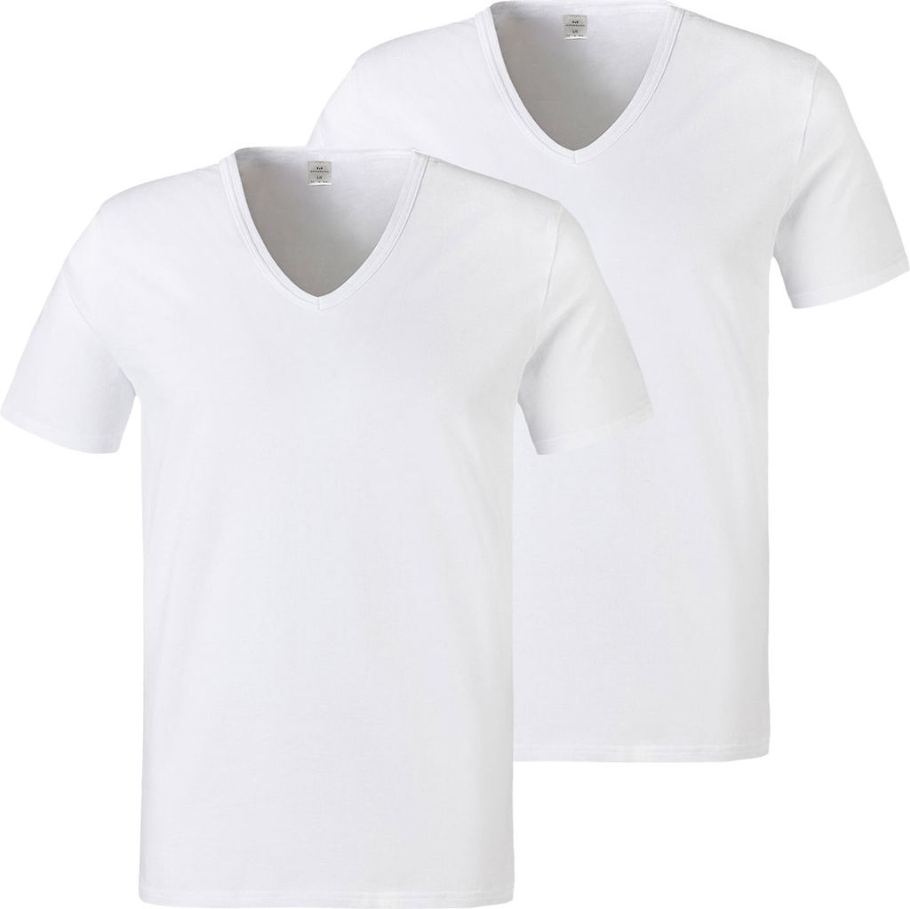 2er Pack Götzburg T-Shirts V-Neck Shirt kurzarm Feinripp, Farbe:Weiß, Größe:XL, Artikel:-2er Pack V-NECK weiß