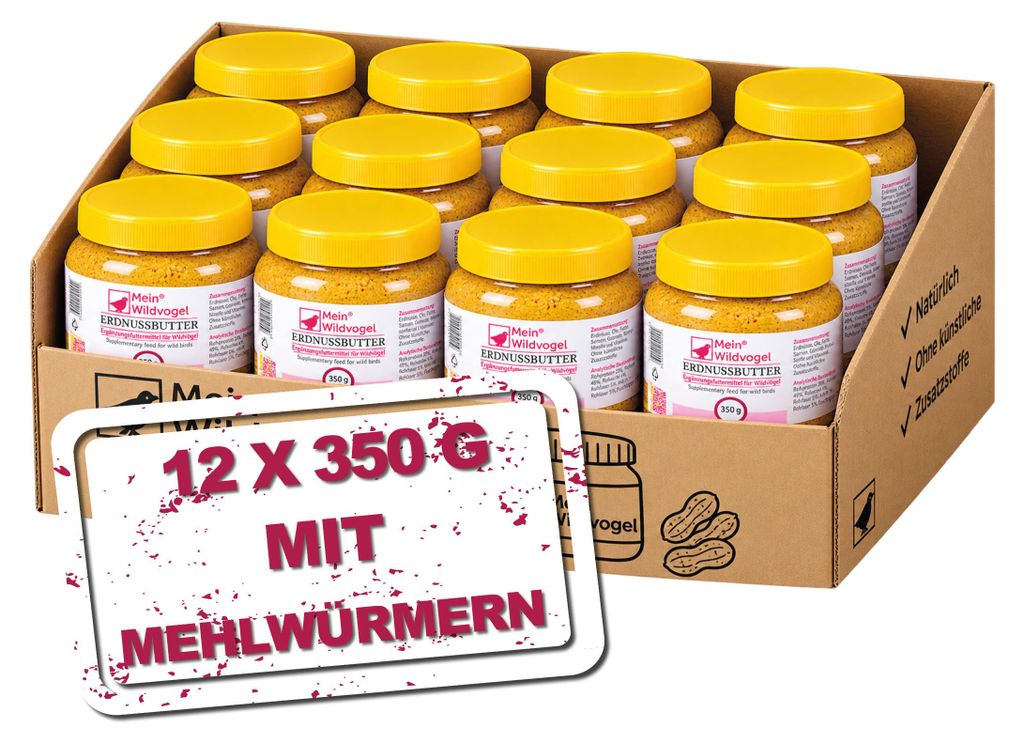 Wildvogel Erdnussbutter mit Mehlwürmern 12 x 350g - Produktbild 