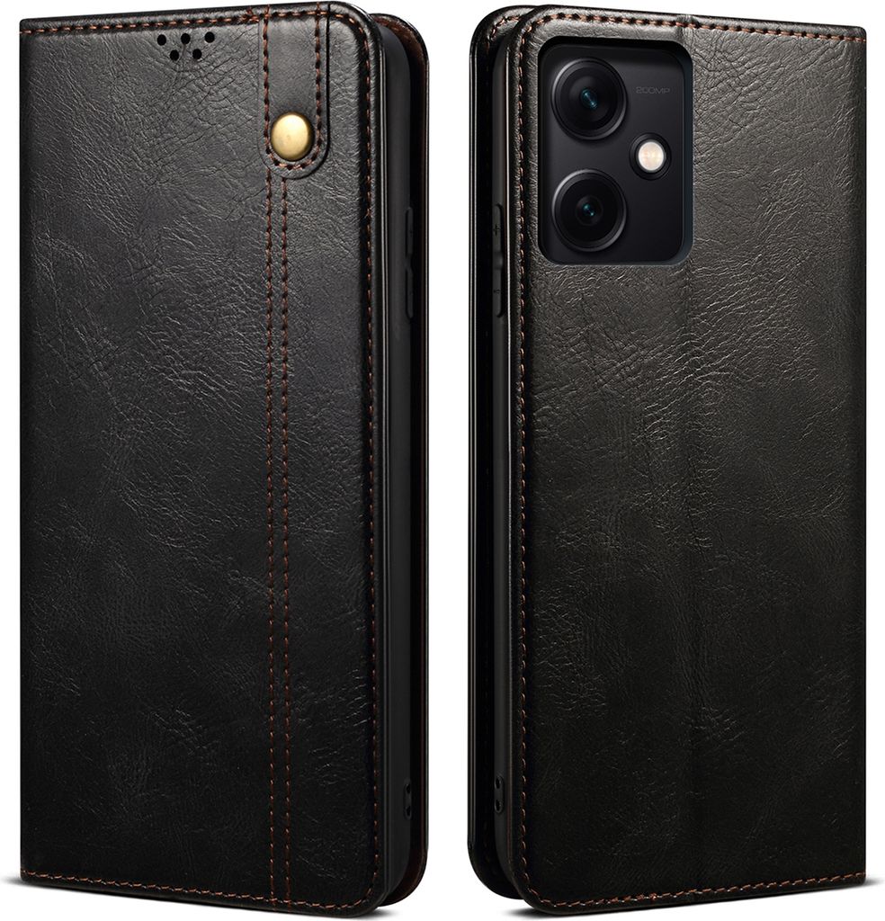 Redmi Note 12 Hülle, Leder Flip Brieftasche Schutzhülle mit Standfunktion für Xiaomi Redmi Note 12 Schwarz