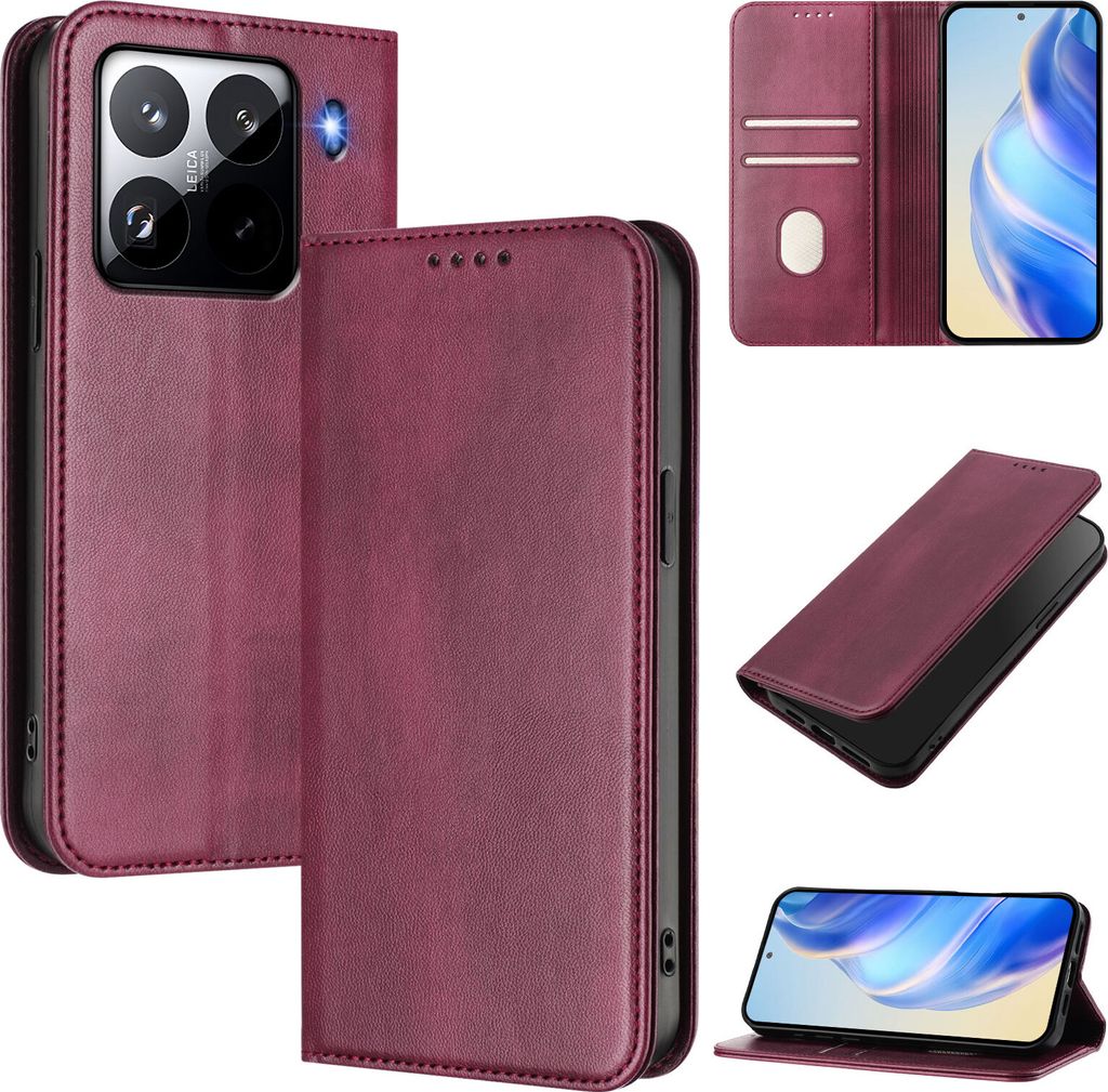 Handyhülle für Xiaomi 15 Pro, Vintage Leder RFID Schutz Produktbild 