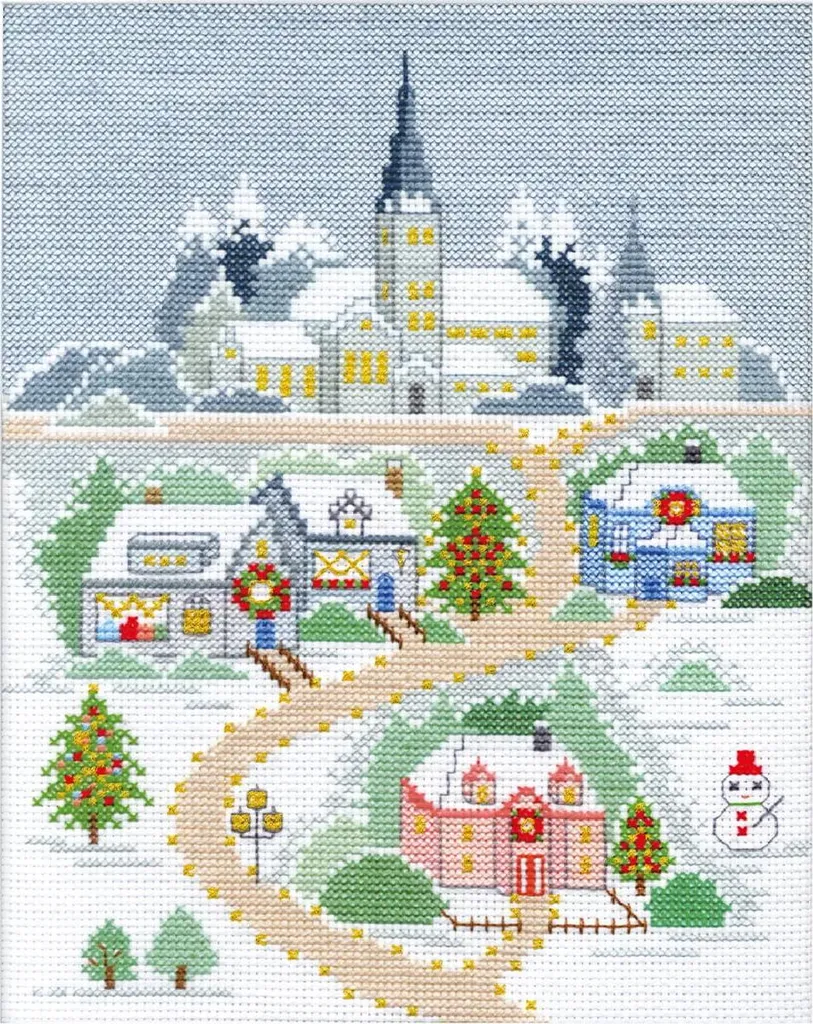 Kit Punto Croce Olympus Notte di Natale 29,5x23,4cm | Ricamo Giapponese