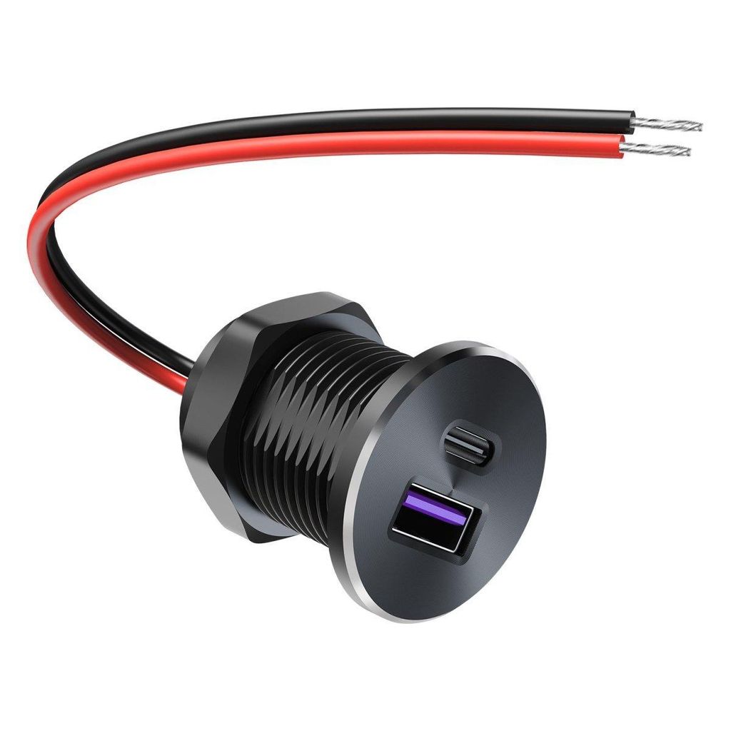40W USB-C Steckdose für Wohnmobil, Robustes Vollaluminium, Dual PD 3.0 Typ-C Ladegerät für Auto, Camper, Boot