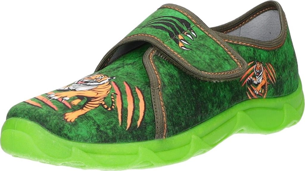 Sneakers Kinder-Hausschuh Tiger-Motiv Grün-Mehrfarbig, Produktbild 1