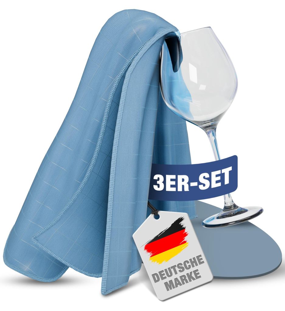 3-teiliges Set Glaspoliertücher – Hochwertige Poliertücher für streifenfreien Glanz – Zur Reinigung von Glas und Fenstern