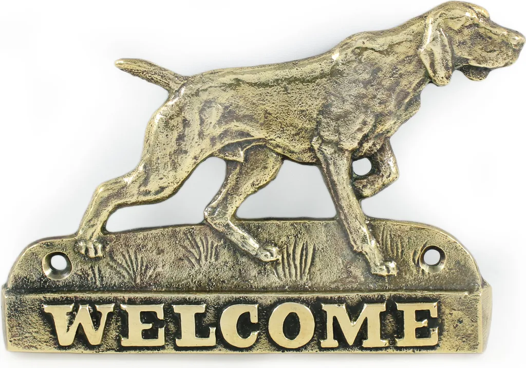 Targa Di Benvenuto In Metallo Con Bulldog Francese - SWEN Products, Decorazione Da Esterno/Interno, 28x33 Cm