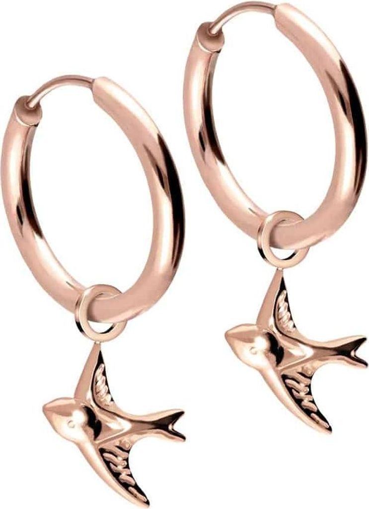 Chirurgenstahl Ohrclicker Creolen SCHWALBE RoséGold Innendurchmesser: 14mm + Designstärke: 1,6mm