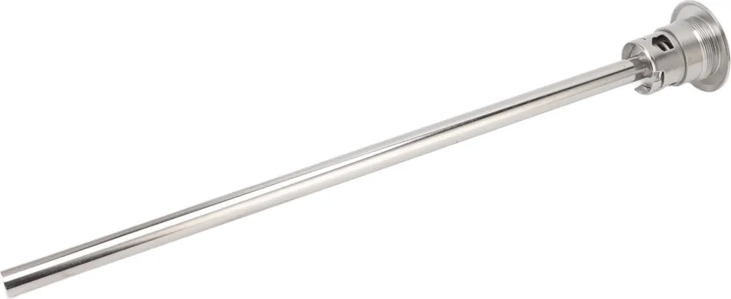 Tube de soutirage anti-mousse pour fûts type A en inox et PTFE 15cm