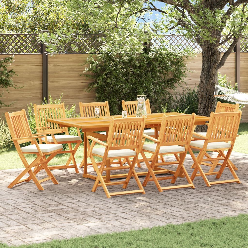 Möbel Garten-Klappstühle mit Weißen Kissen 8 Stk. Massivholz Akazie - Klappstuhl 3329131