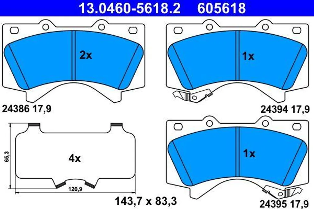 Jeu de Plaquettes de Frein ATE 13.0460-5618.2 pour Land Cruiser OE