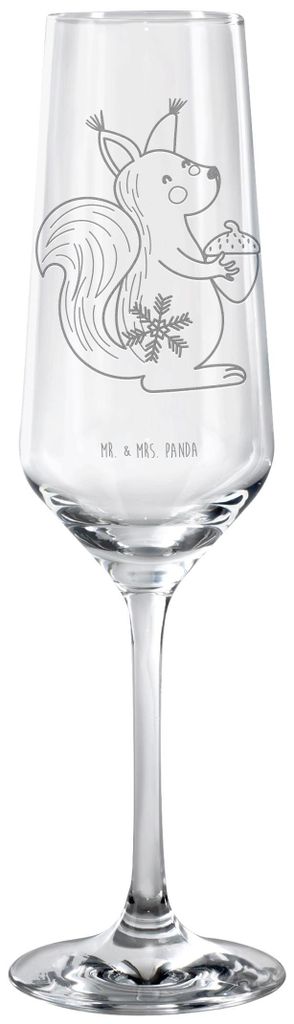 Mr. & Mrs. Panda Glas Eichhörnchen Weihnachten - Transparent - Geschenk, Frohes Neues Jahr, Vogel, Sektglas mit Gravur, Sektflöte, Neujahr, Champ...