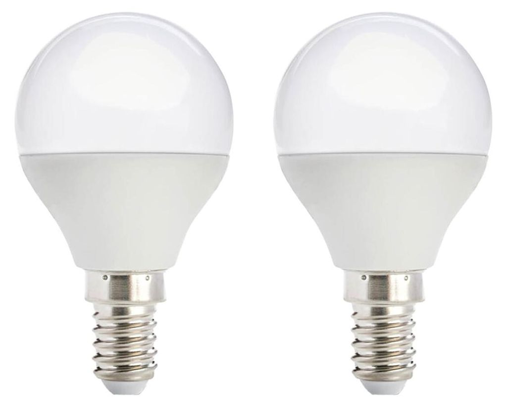 Kobi LED-Minilampe, kugelförmig, E14, 7 W - 600 lm - 3000 K - 230 V - Für Wand-, Kronleuchter- oder Nachttischlampen - 2 Stück