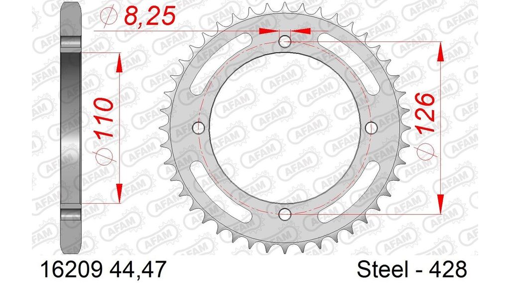 AFAM Standard Stahlritzel hinten 16209 - 428