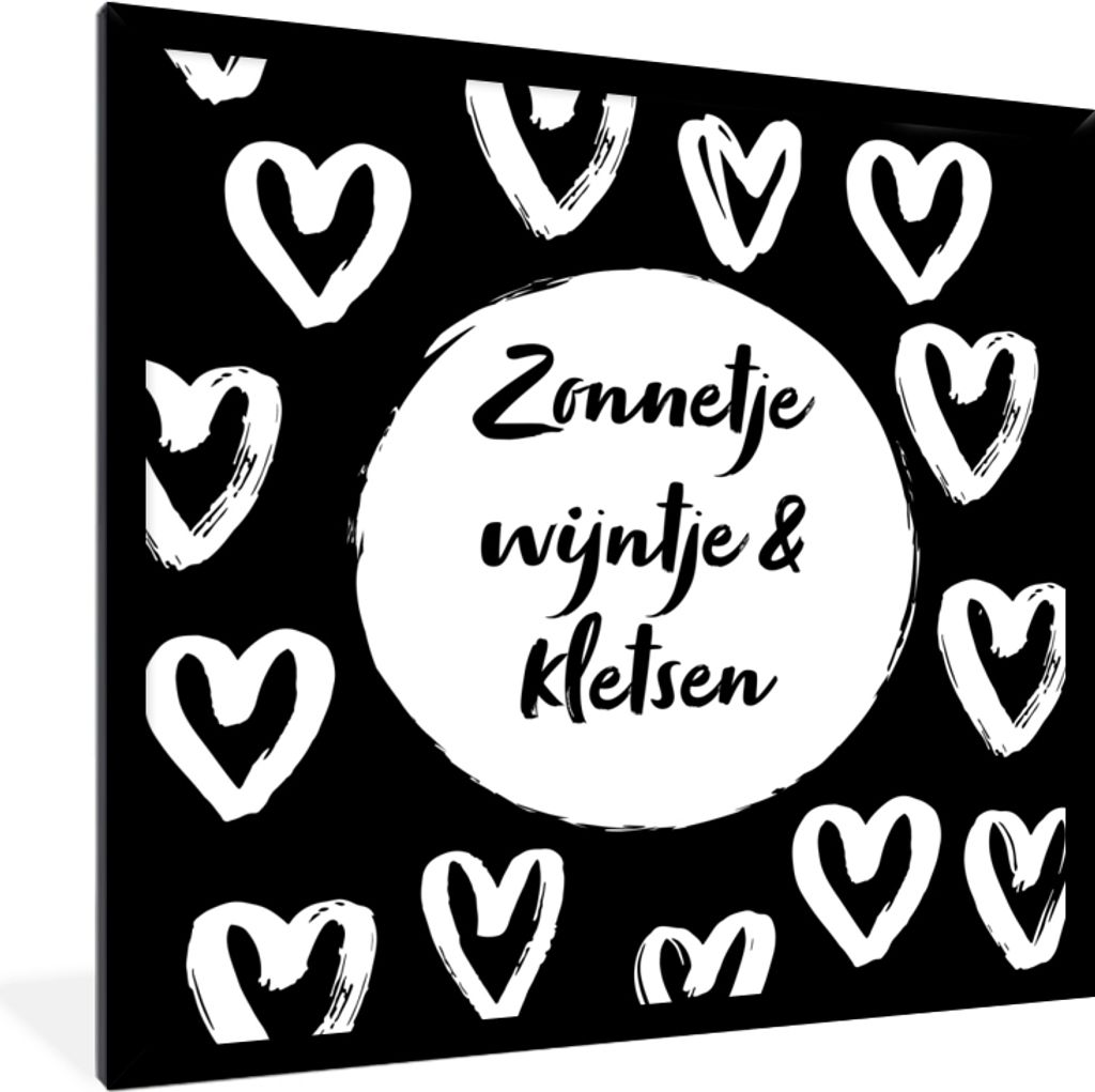 MuchoWow Gerahmtes Poster Text - Sonne, Wein & Gespräch - Zitate - Wein - Garten 40x40 cm - Poster mit Schwarzem Bilderrahmen Wandposter Rahmen ...