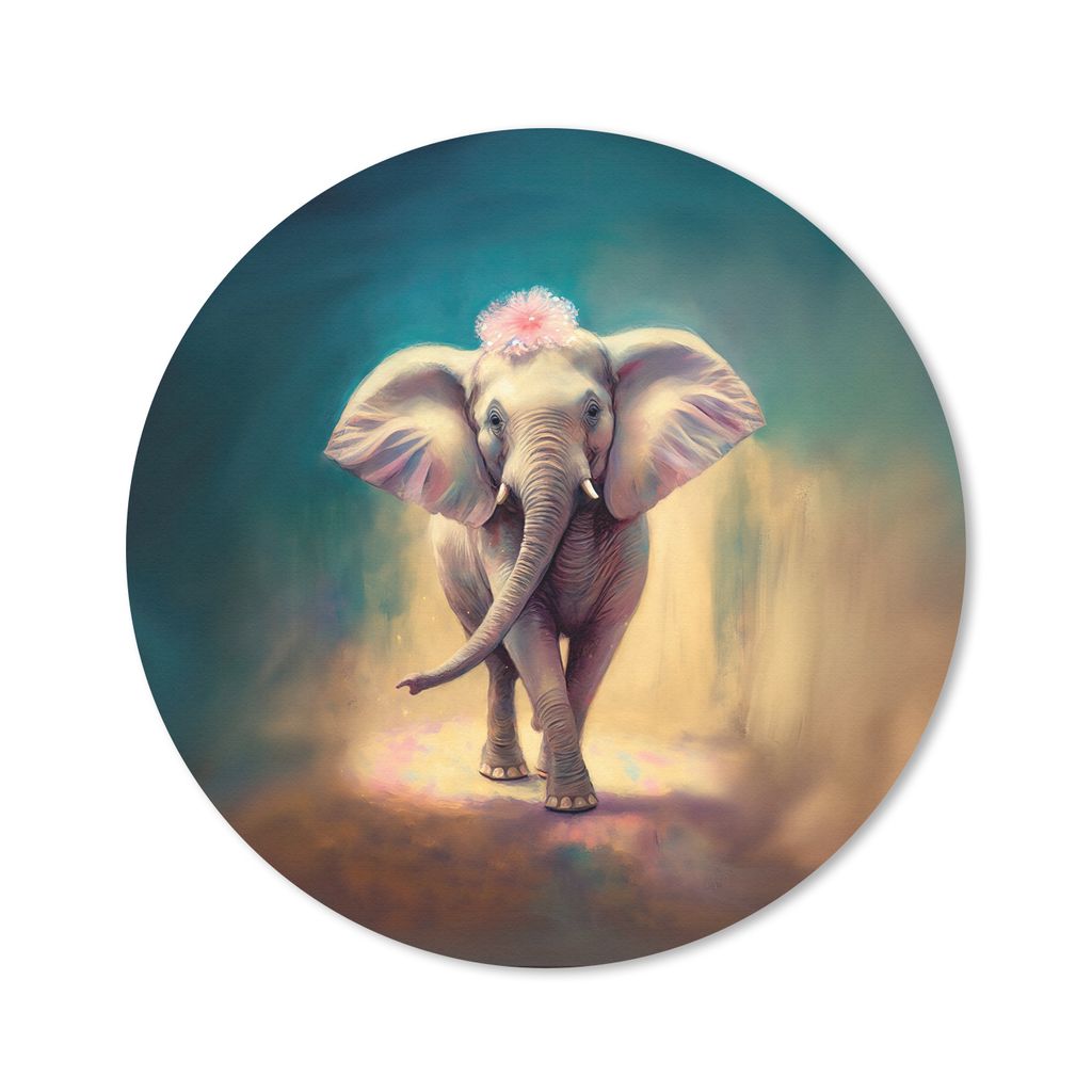 MuchoWow Mauspad Mousepad Elefant - Tiere - Malen - Blumen - Porträt - Kinder 40x40 cm - Mousepads - Maus Mat - Pad - Mausunterlage - Schreibtis...
