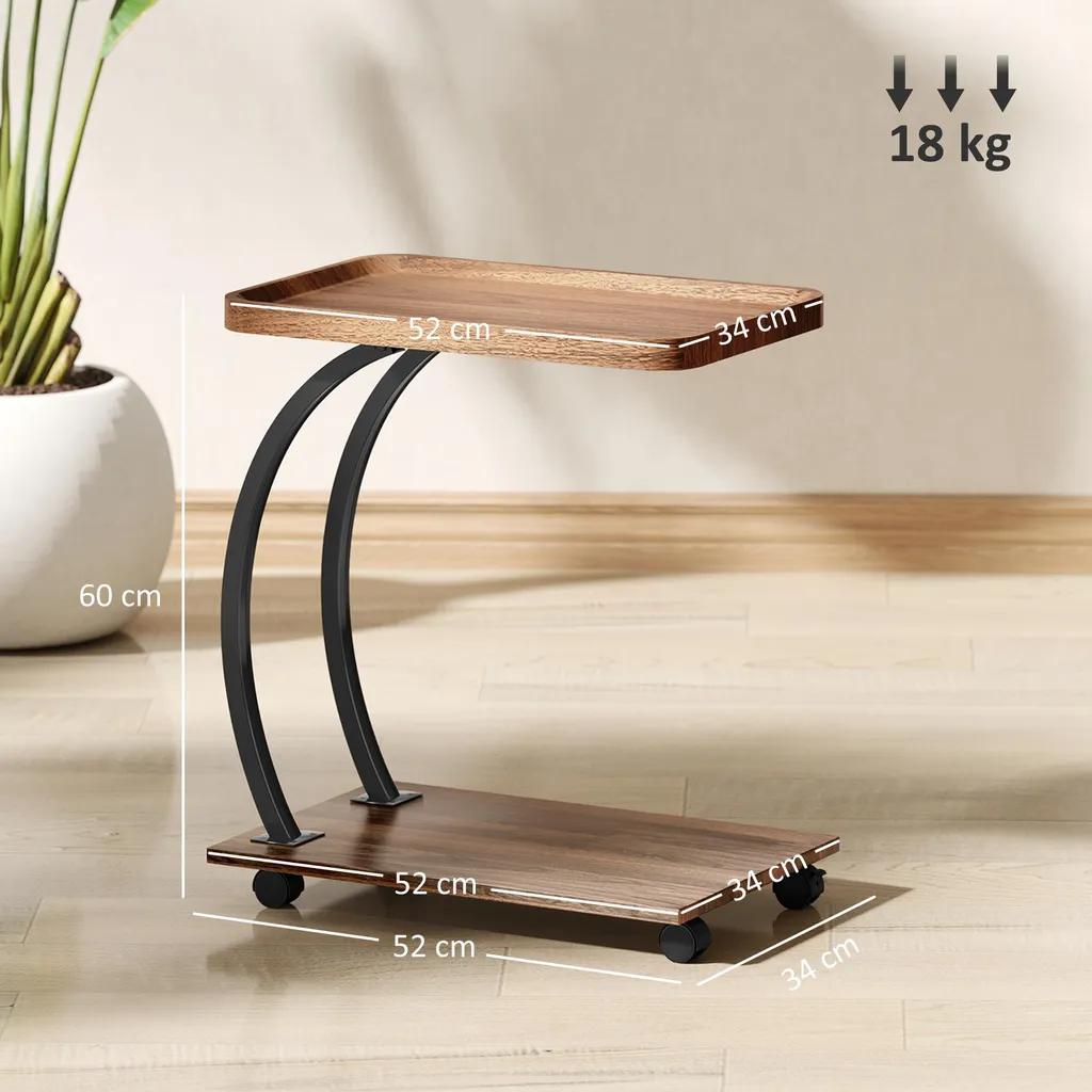 Table de lit pour ordinateur portable en C meuble d'appoint à roulettes - 3