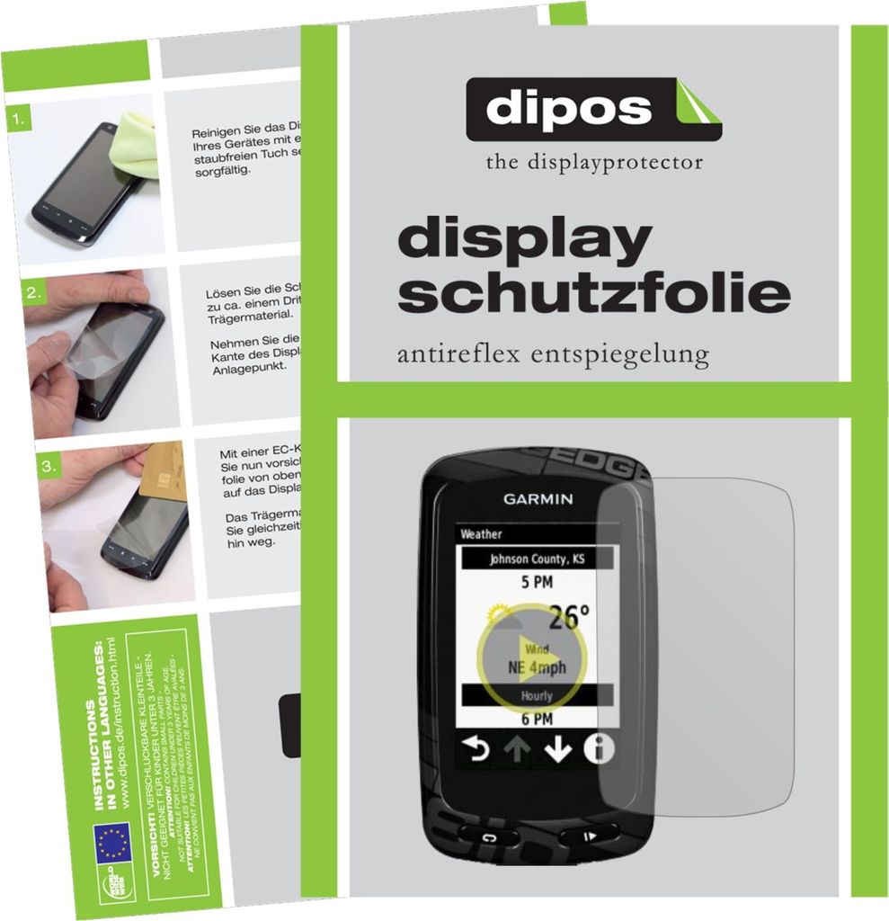 3x Schutzfolie für Garmin Edge Touring Plus matt Displayschutzfolie Folie Display Schutz dipos