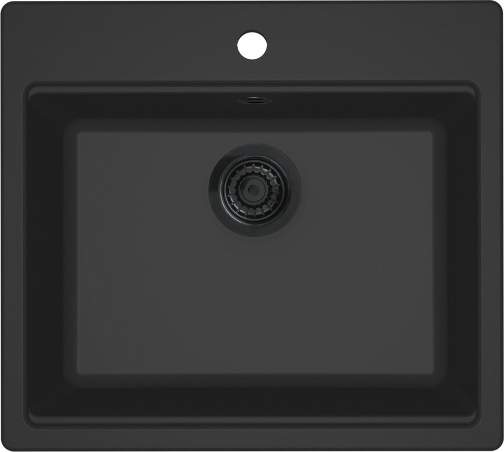 REGINOX R40348 Regi Granite Spüle FLORENCE 50 mit Armaturenbank in Nero Black ab Schrankbreite 60 cm / Auflagespüle