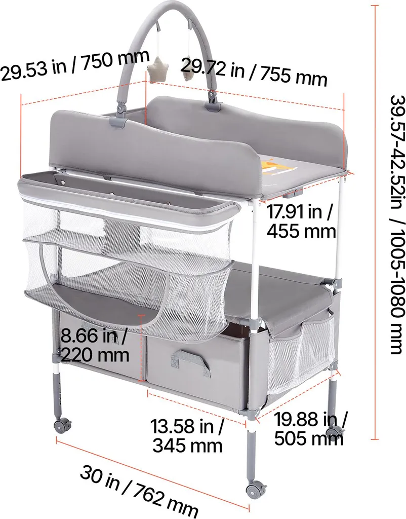 Table à langer réglable en hauteur pour éviter le mal de dos - Pliable - 8