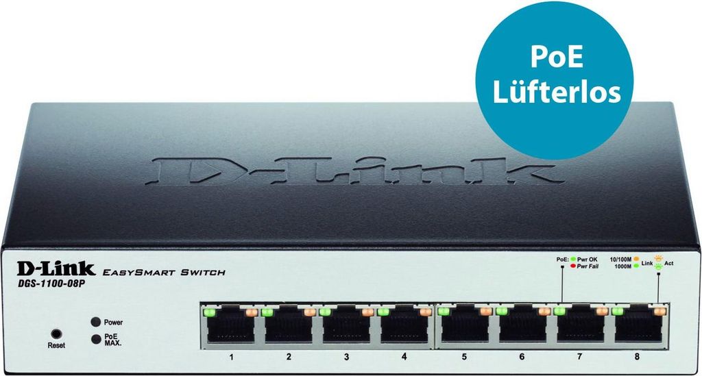 D-Link DGS-1100-08P, Managed, L2, Gigabit Ethernet Produktbild 