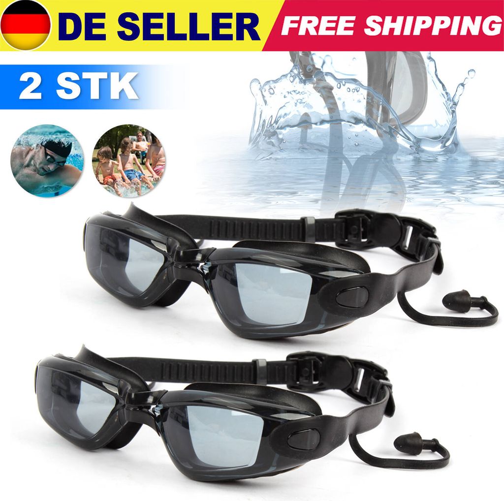 2 STK Wasserdichte und Anti-Beschlag-Schwimmbrille, flach, Produktbild 