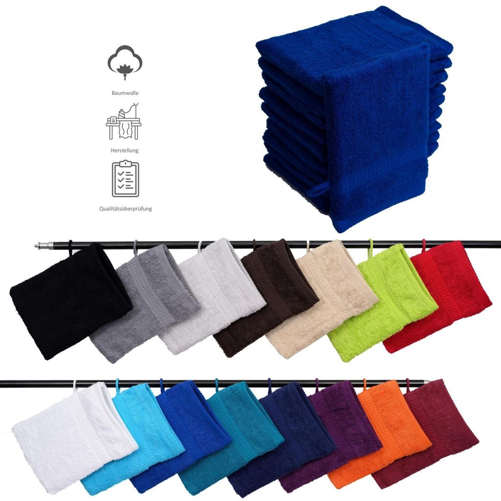 10er Set Frottee Waschhandschuhe Elegance 16x21 cm 100% Produktbild 