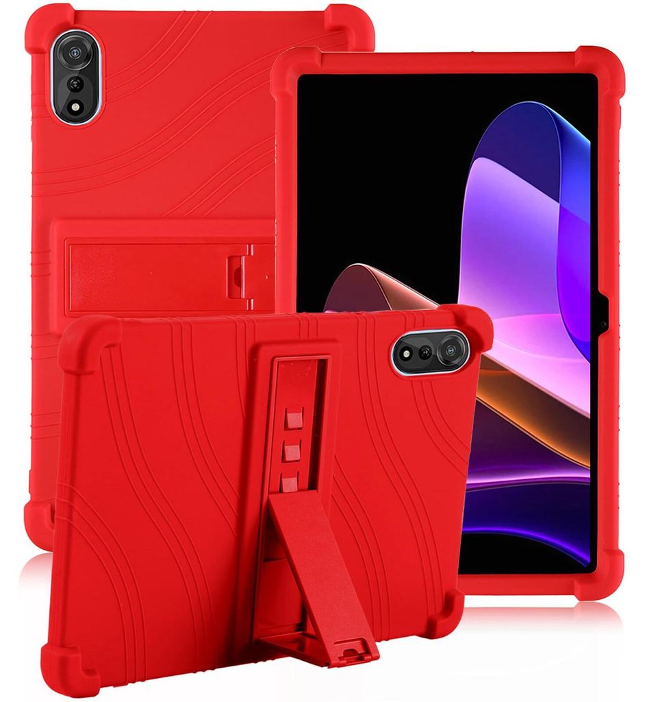 Tablet Hülle für Blackview Mega 2 / Mega 2 WiFi 12", Stoßfeste Weiches Silikon Schutzhülle mit Standfunktion Rot