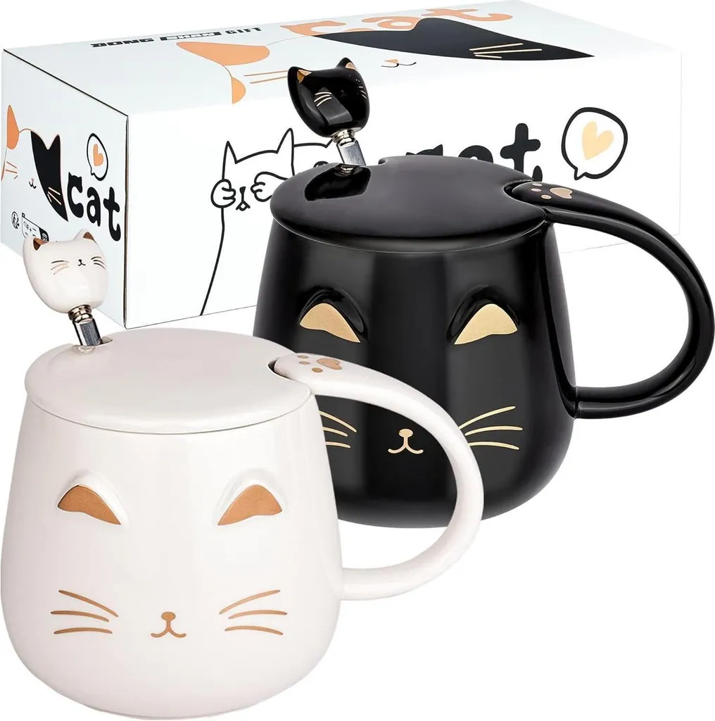 Tazza creativa in ceramica per gatti 3D carina tazza da caffè animale dipinta a