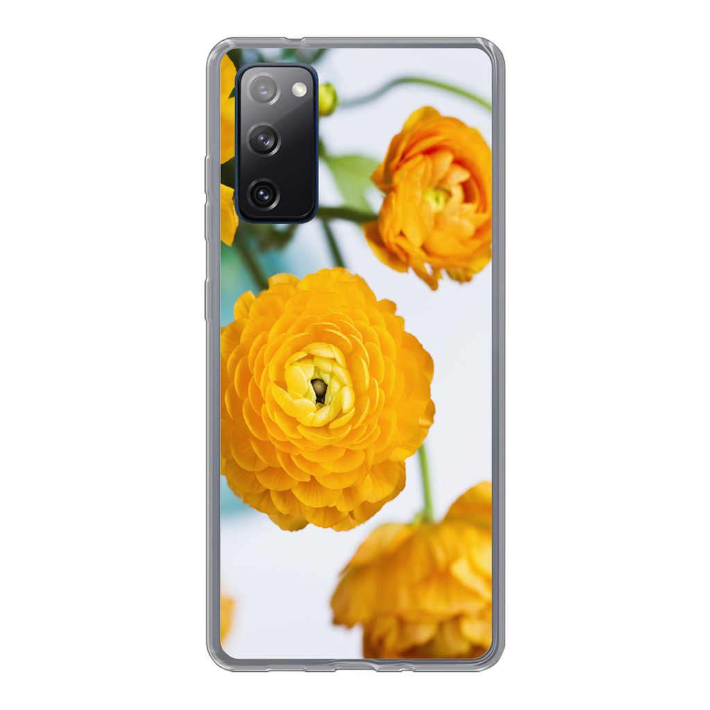 MuchoWow Handyhülle Schutzhülle Hülle für Samsung Galaxy S20 FE Blumen - Draußen - Orange Silikon Softcase Handy Hülle - Abdeckung